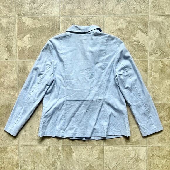 Appleseed's Womens Linen Blend Blazer Blue Preppy Classic Career Workwear Spring - Picture 5 of 8